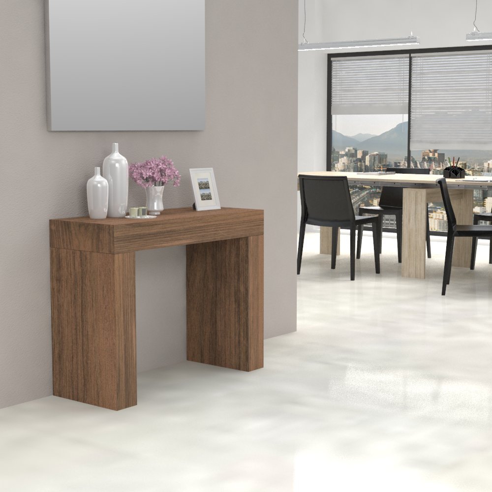 VE.CA - KILKA - Tavolo Consolle Fissa - Mobile Consolle da Ingresso - Ideale come consolle ingresso, tavolo da pranzo, arredo - Colore: Noce - Made in Italy