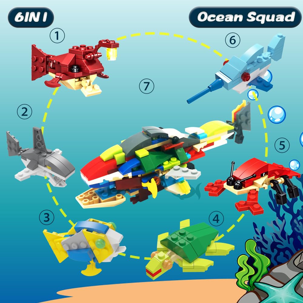 30 Pack Sea Animal Building Blocks - Valentine's Day Classroom Gifts For Kids