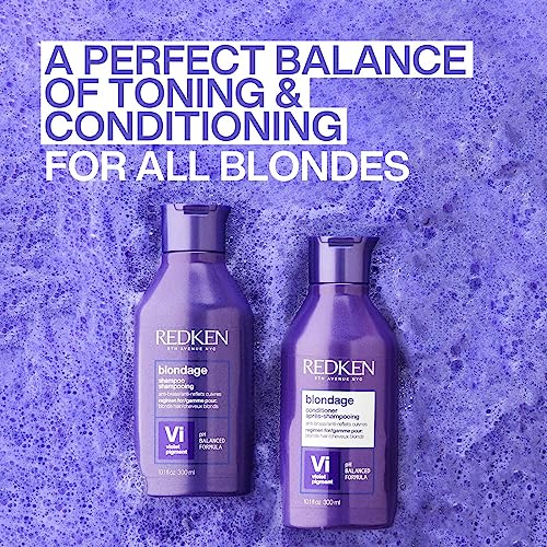 Image of Redken Blondage Color Depositing Purple Conditioner For Blonde Hair - Tones & Moisturizes Brassy Hair