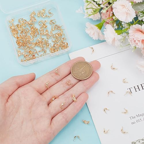 Miniatura 3 de BENECREAT 150 piezas chapadas en oro de 18 quilates, puntas de cuentas de crimpado, cubiertas de nudo para manualidades, fabricación de joyas, 3