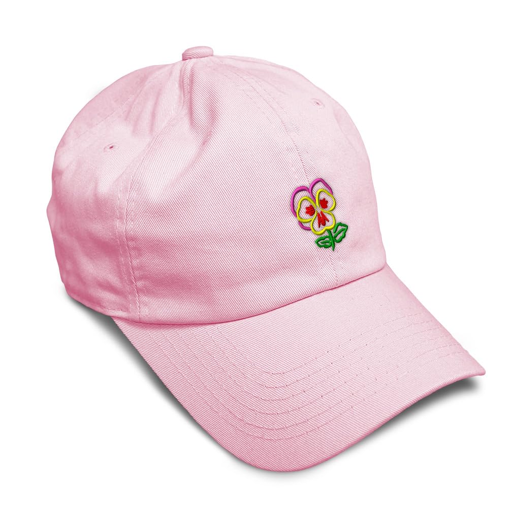 Speedy Pros Soft Baseball Hat Embroidered Dad Hat Plants Pansy Flower Embroidery Men & Ladies Baseball Cap Cotton