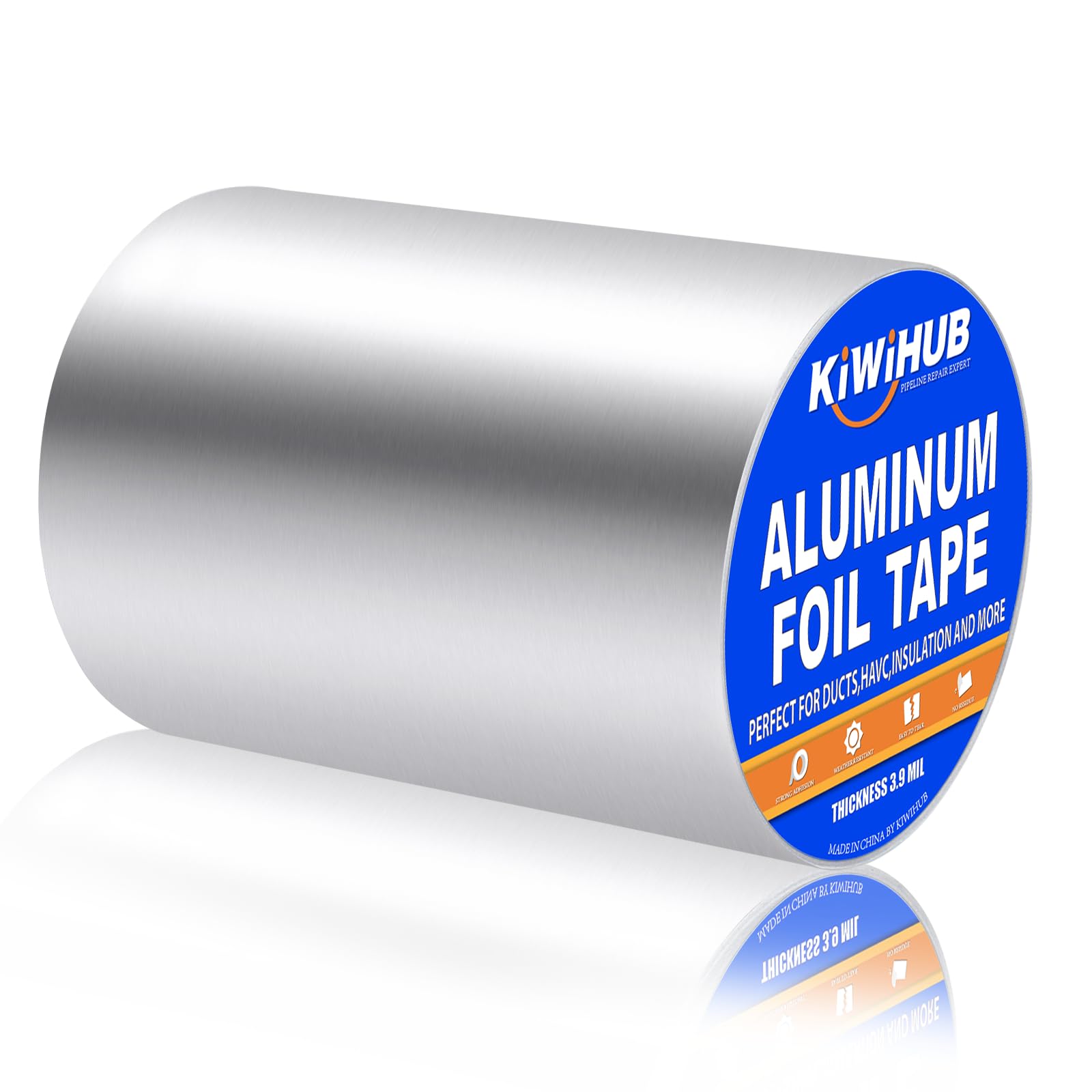 Aluminum Foil Tape, Heavy Duty HVAC Tape 6 inch x 65ft(3.9Mil), Insulation Metal Repair Tape for Ductwork, Dryer Vents Pipe, Sealing and Patching