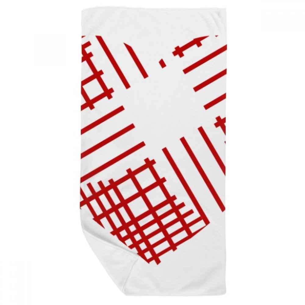 Serviette de bain motif cœur rouge 35x70cm en tissu multicolore doux
