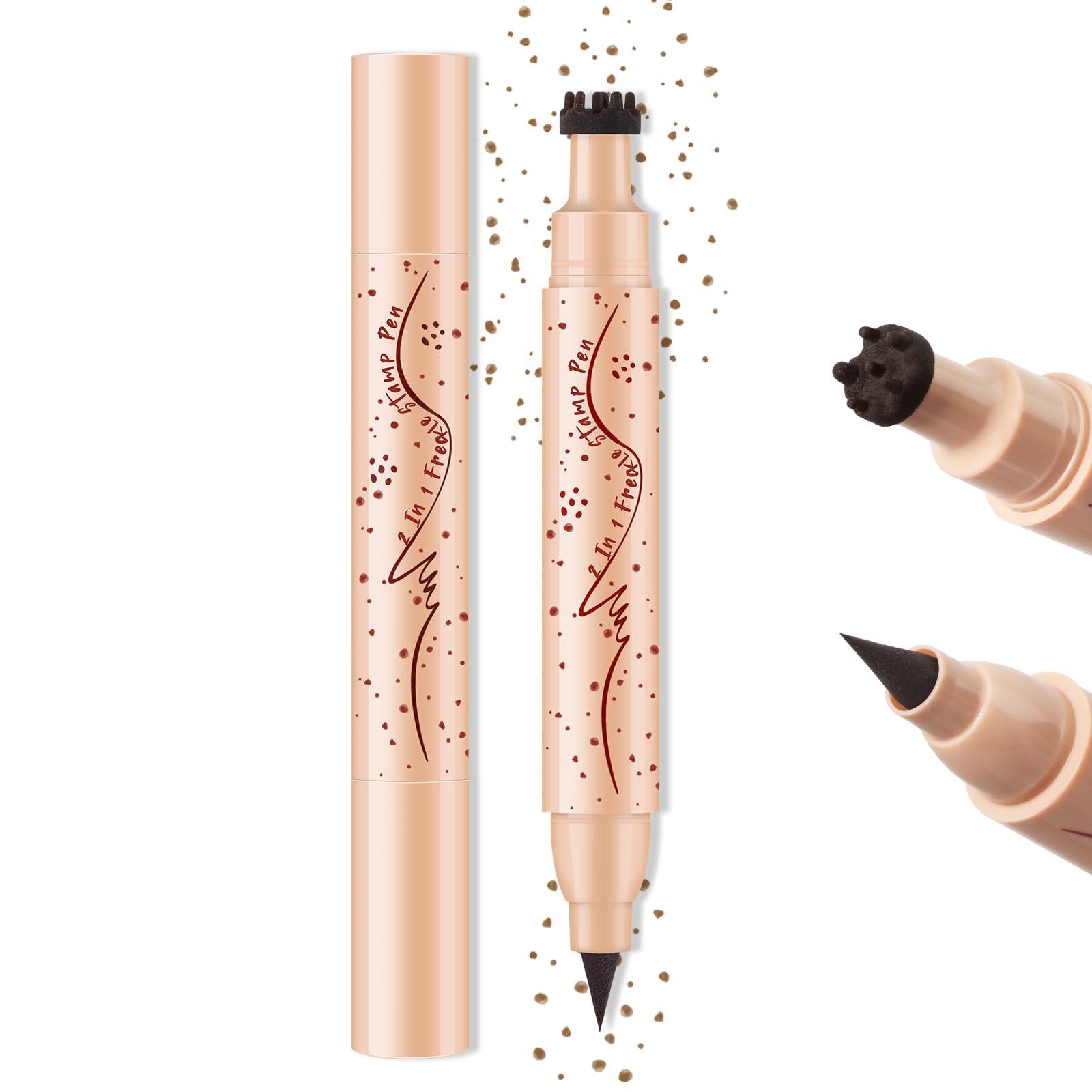 Noerrors Freckle Stamp Pen, 2 in 1 Natural Lifelike Faux Freckle Stamp with Soft Dots Pen for Effortless Sun-Kissed Look