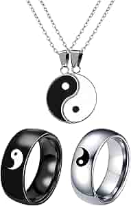 ネックレス・ペンダント [Yinandyang in Harmony] Circle chain Amazon.com: JewelryWeb 14k Gold Green Jade or Black Onyx