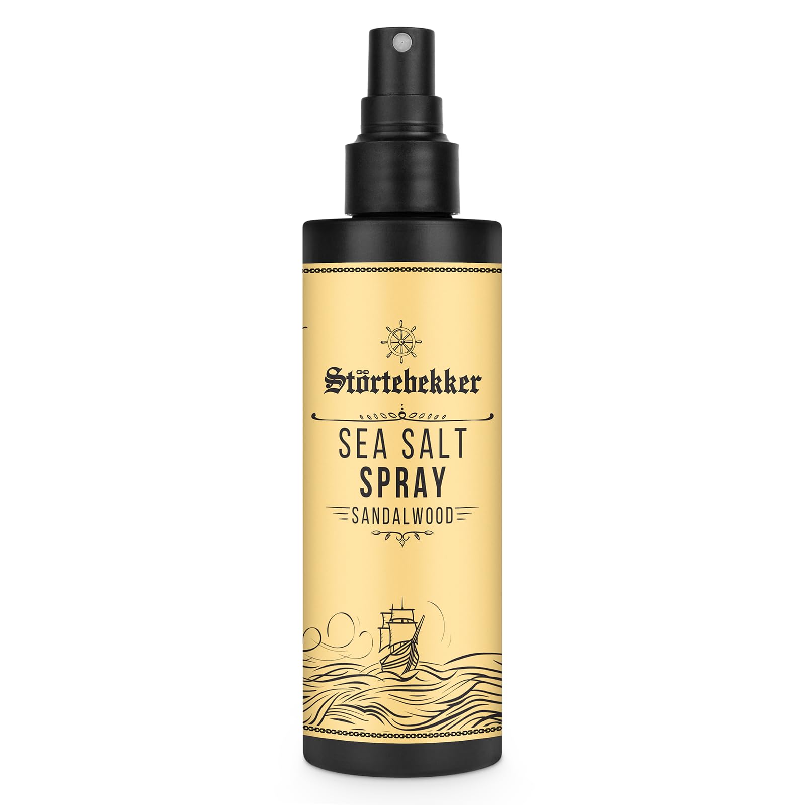 Störtebekker Premium Sea Salt Spray z drewna sandałowego – spray ze słoną wodą z naturalną solą morską dla objętości, połysku i elastycznego trzymania – wegański, bez silikonów i parabenów (200 ml