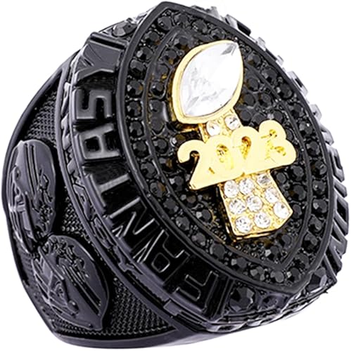 Miniatura 3 de Anillo de campeonato de fútbol de fantasía 2023 Premio de anillo de trofeo Deporte MVP ganador del campeón de la liga FFL (talla 12 con caja gratis,