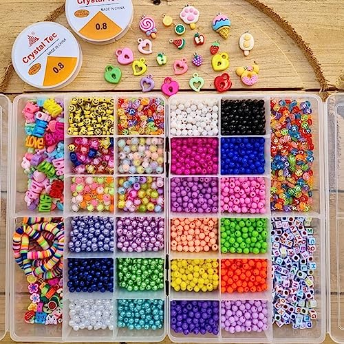 Kit Miçangas Para Pulseiras Coloridas Conjunto Infantil Maleta Completa 10 Mil Peças Para Montar