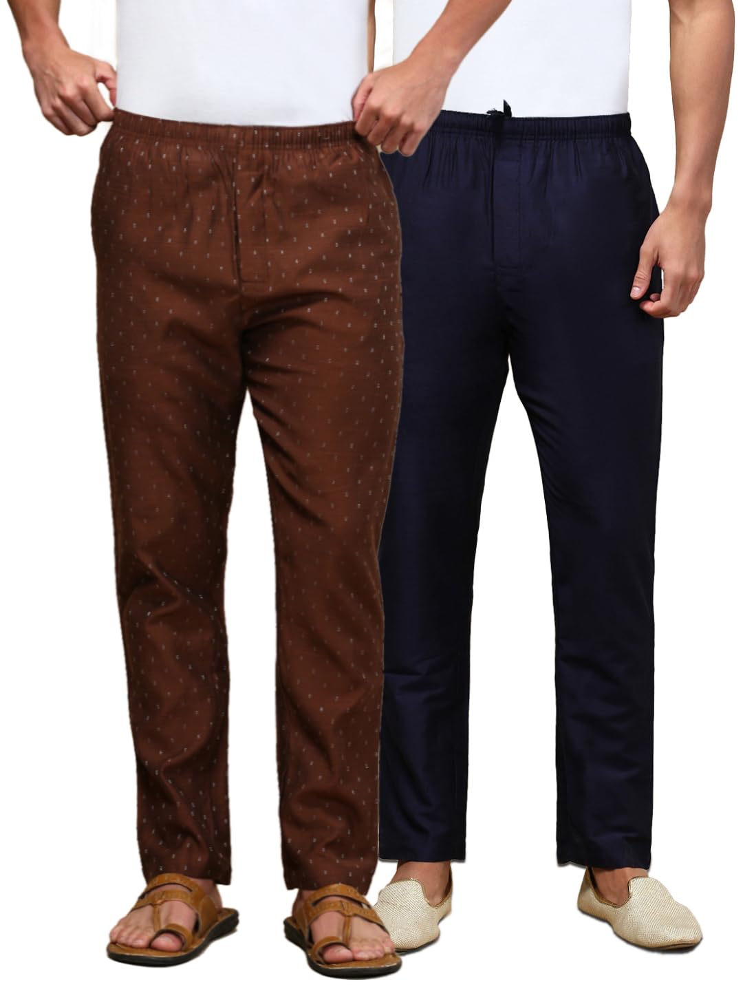 white heart Pack of 2 Mens Viscose Blend Salwar Pyjama Pant | Elasticated Waistband with Inner Drawstring, Button Closure, Side Pockets| Regular Fit Ethnic Wear Churidar Pajama-picture-27