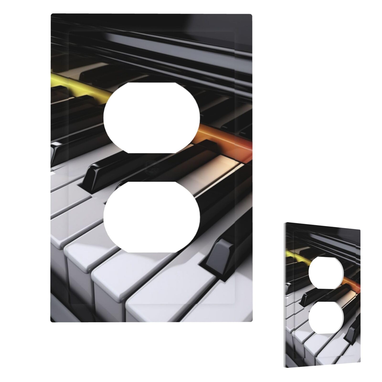 Piano Key Wall Plate Cover Modern Decorative 1 Gang Light Switch Cover Unbreakable Receptacle Outlet Covers For Living Room Bedroom Home Decor Duplex