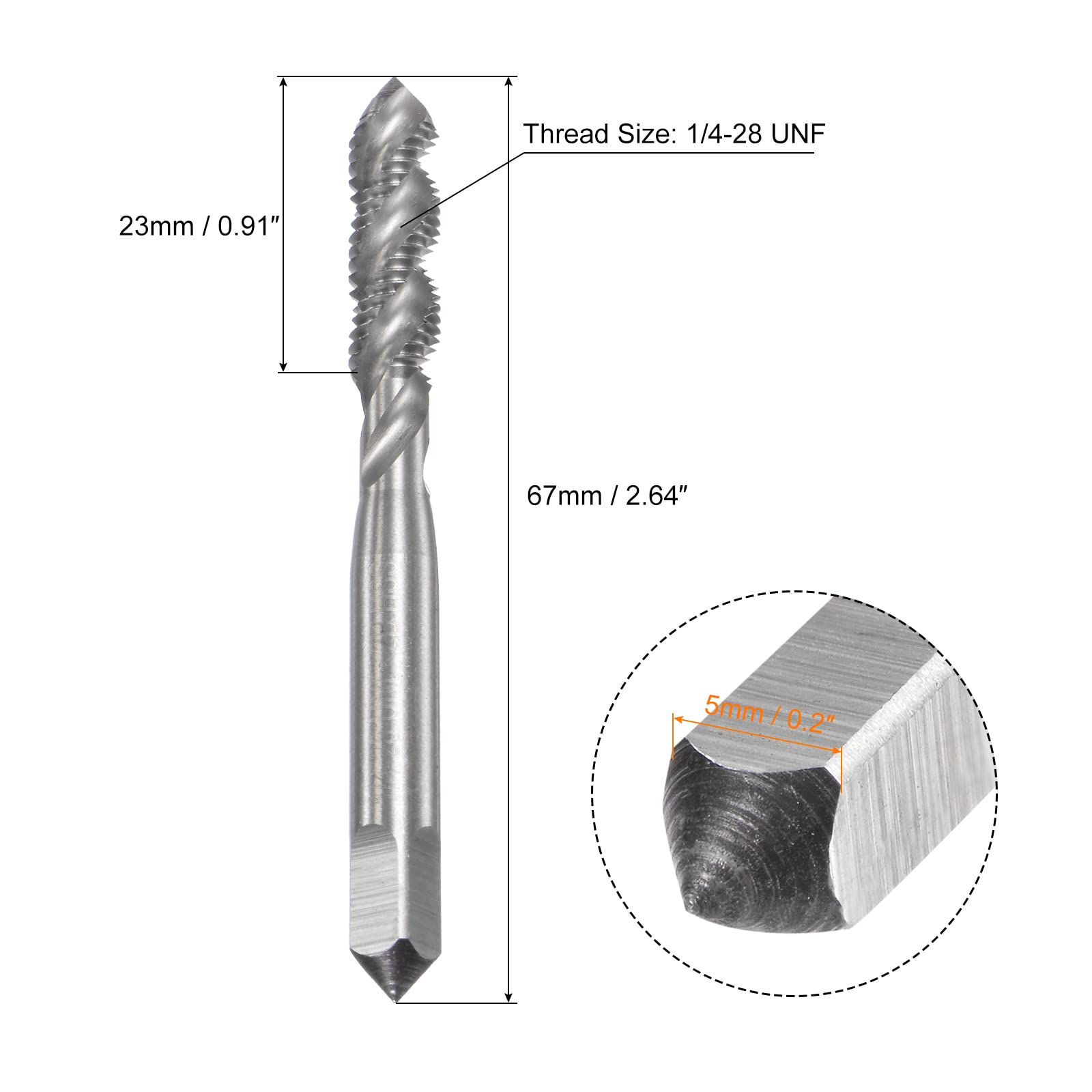 Amazon.com: uxcell Spiral Flute Taps, 1/4-28 UNF 2B High