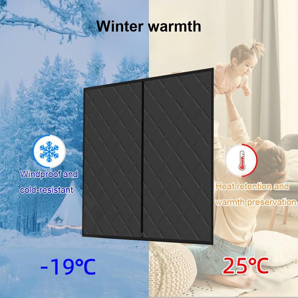 Fensterisolationsset für den Winter, Fenster Wärmeschutzvorhang für Winter, Thermofolie fenster gegen kälte, Thermische Fensterabdeckung Wärmende(Grau,140x200 cm)