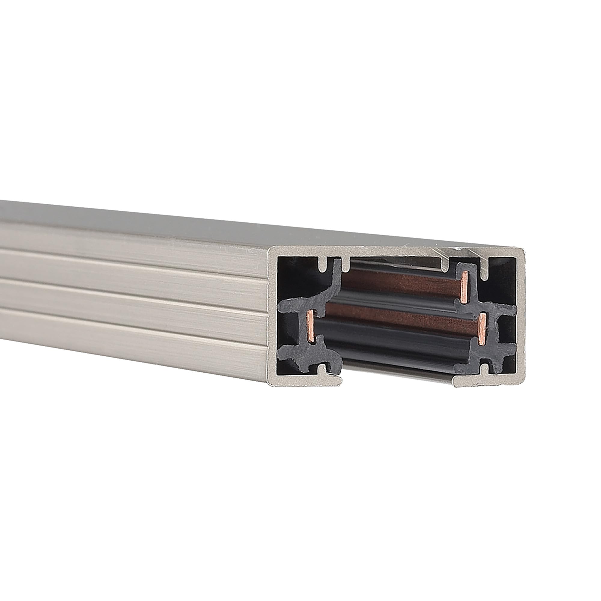 H Track 2FT Single Circuit 120V with 2 Endcaps in Brushed Nickel
