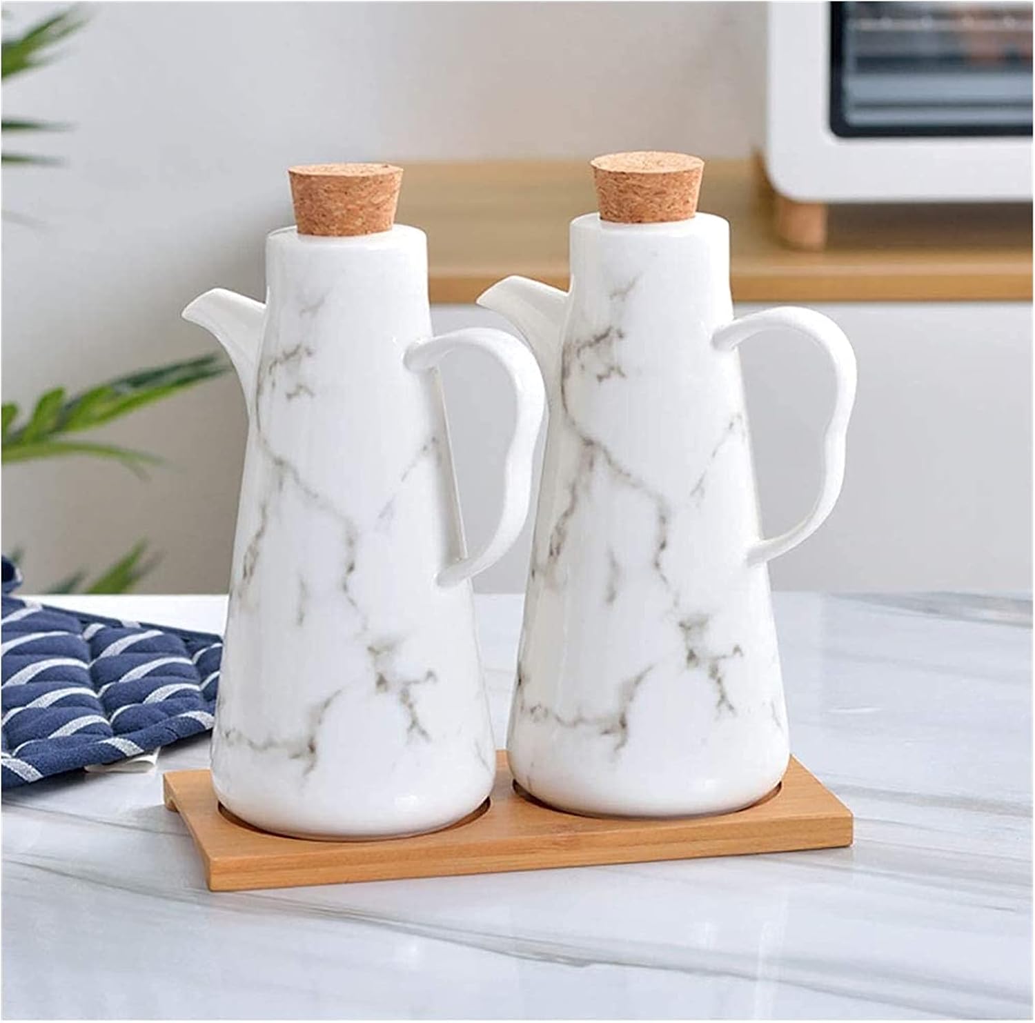 Oil Dispenser Bottle Ceramic Tabletop Olive Oil Dispenser Bottle-Soy Sauce or Vinegar Cruet with Pourer Can
