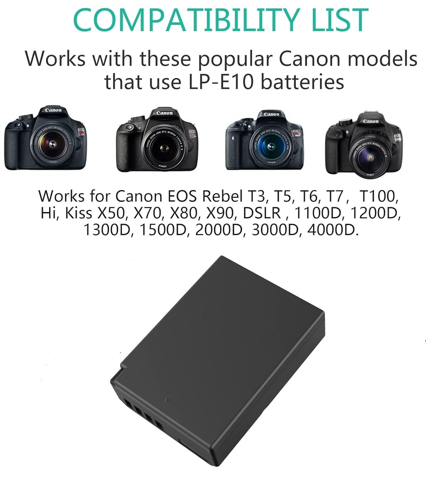 DSTE Batterie De Rechange Compatible Canon LP-E10 - Pour EOS 1100D 1200D 1300D 1500D Rebel T3 T5 T6 T7