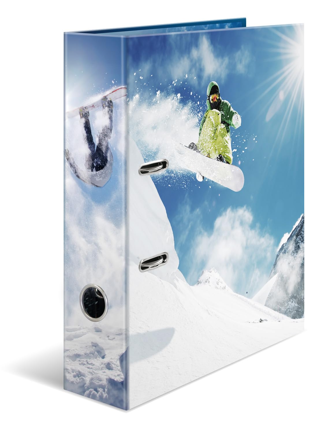 HERMA Lot de 5 classeurs à levier A4 pour sports d'hiver, tranche de 70 mm, classeur robuste avec motif sport, finition brillante et impression intérieure, classeur à anneaux pour enfants, classeur