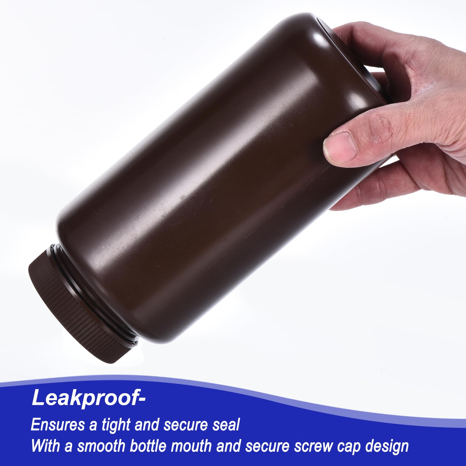 PATIKIL 8Pcs Bouteilles de Réactif de 1000 ml, Bouchon à Vis, en PE, à Large Ouverture, pour le Stockage de Réactifs Liquides et d'Échantillons Solides en Laboratoire, Couleur Ambre