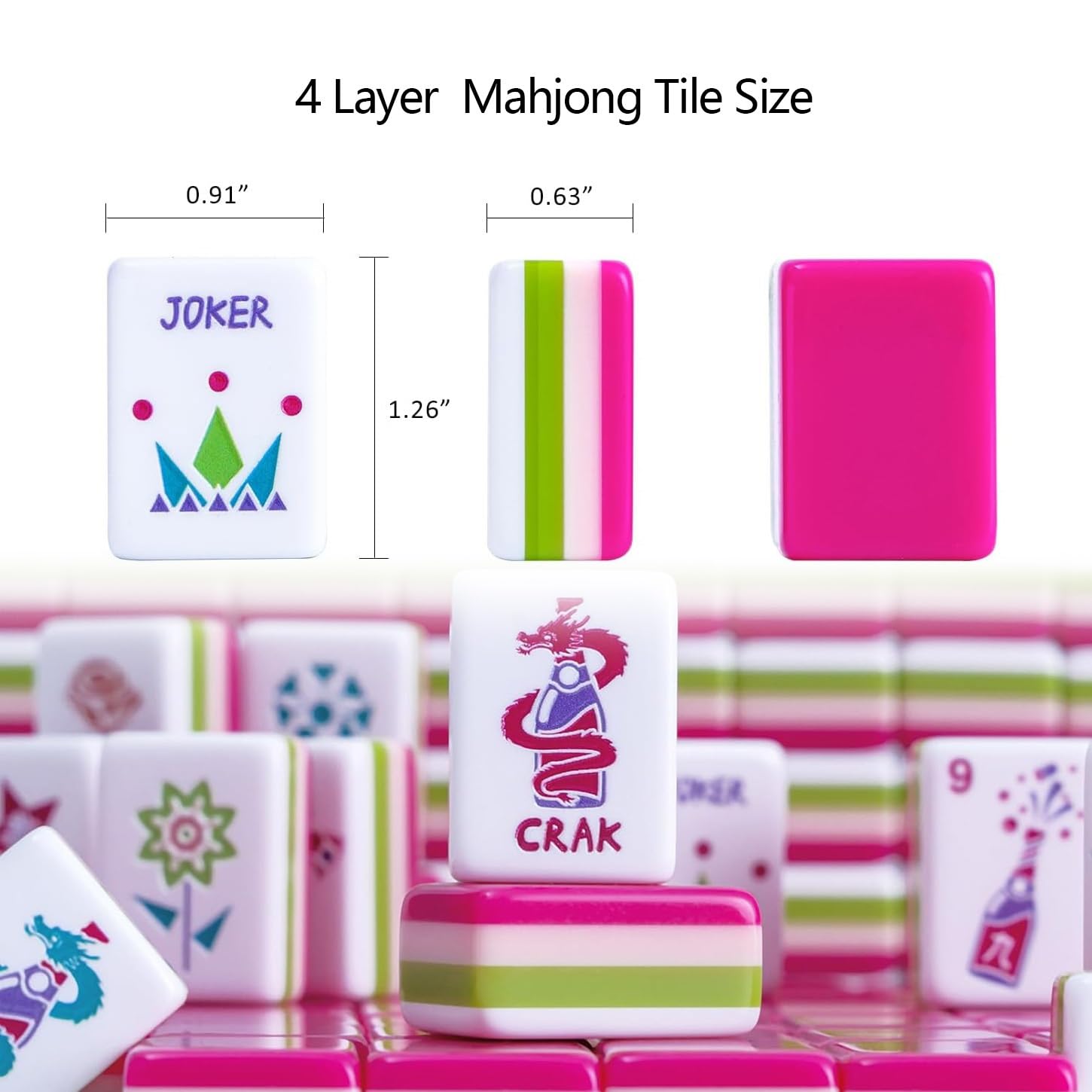 Zestaw płytek mahjong, 4 warstwy 160 akrylowych płytek mahjong Premium American Heritage, przenośna gra podróżna, do gry w mahjong, wieczory gier