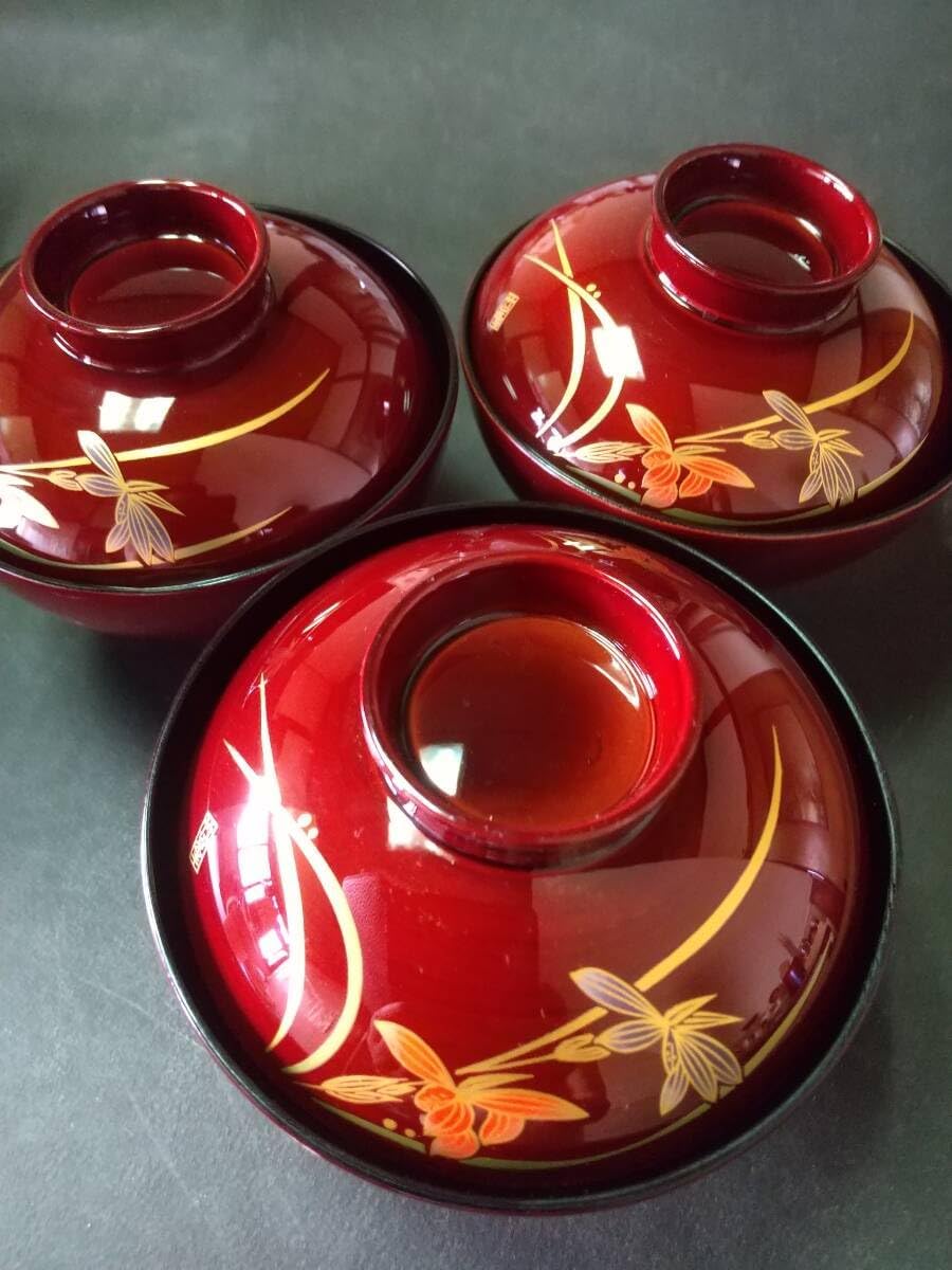 吸い物椀　漆塗り　会津塗　竹峰　漆器　5客 吸い物椀 漆塗り 会津塗 竹峰 漆器 5客