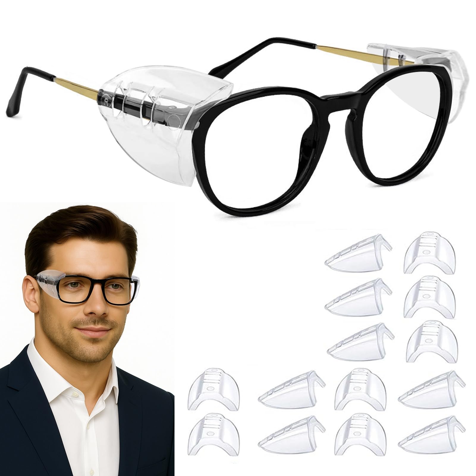 Side Shields for Glasses,Safety Glasses Side Shields,Flexible TPU,7 Pairs