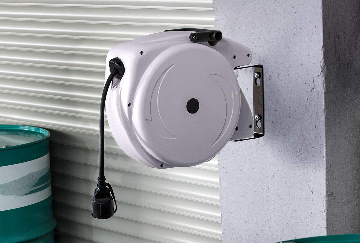 as - Schwabe enrollacables automático 18 m, 180° giratorio, montaje pared o techo, desmontable uso móvil, 230 V 16 A, IP44 exterior | Giratorio de 180°, montaje en pared o techo, fácil de quitar y utilizar, 230 V 16 A, IP44 exterior