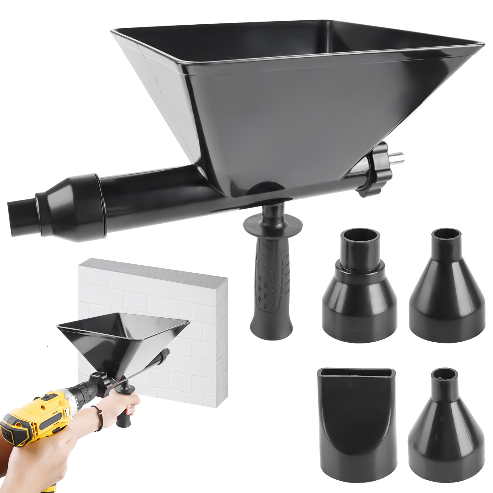 mortelspuit, voegenpistool voor mortel, draagbare roestvrijstalen behuizing, mortelsproeier, voegenspuit met 4 afneembare sproeiers, betonspuit voor mortelvoegen, stenen muur, vloeren (zonder mortelspuit, voegenpistool voor mortel, draagbare roestvrijstalen behuizing, mortelsproeier, voegenspuit met 4 afneembare sproeiers, betonspuit voor mortelvoegen, stenen muur, vloeren (zonder