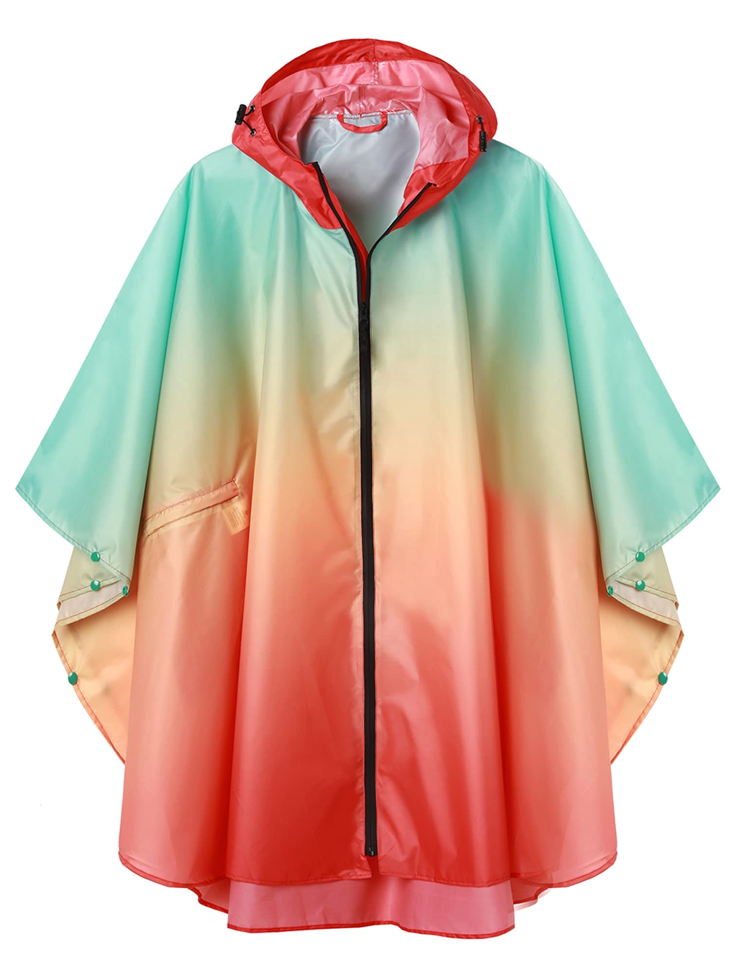 Regen Poncho Jacke Mantel für Erwachsene mit Kapuze wasserdicht mit Reißverschluss im Freien