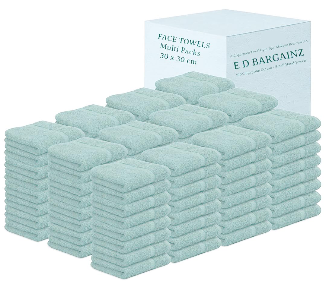 Face Cloth Pack of 6, 12, 24, 36, 48, 96 Soft Flannels Set100% Egyptian Cotton Face Towels Quick Dry Washcloths 30x30cm Gym, Golf, Spa Small Hand Towels 500-GSM (Sky Blue, 96)
