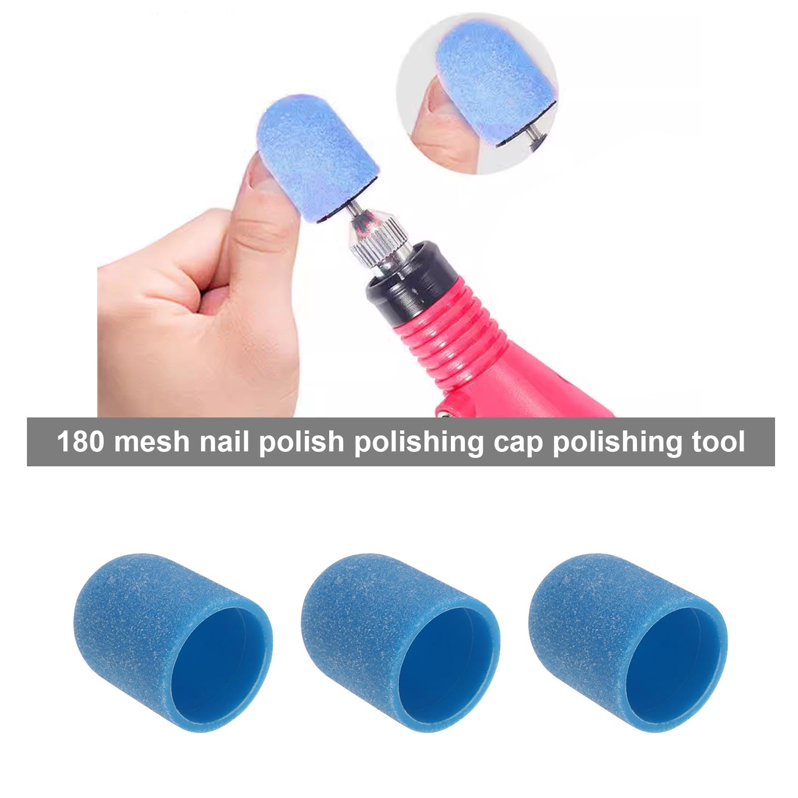 eMagTech 11pcs Sanding Cap Polisher Nail Drill Accessory Blue Sand Cap For Nail Enhancement And Pedicure 13x19mm 180 Grit Fine - Image 2