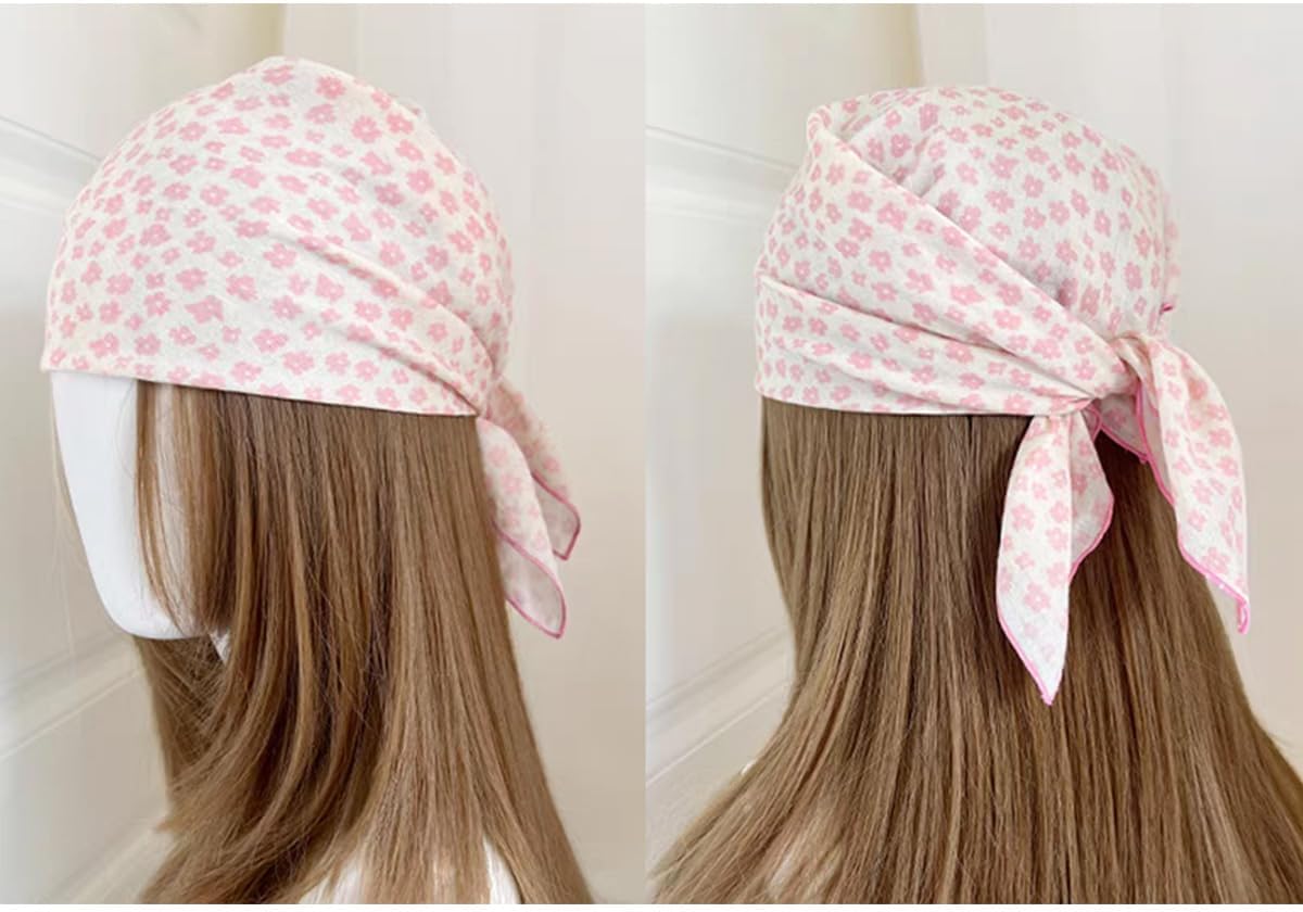 Cotton-Blend Bandana, Head Scarf, Headband, Head wrap, Hair Neck Scarf for Women 22 x 22 inch - Image 5