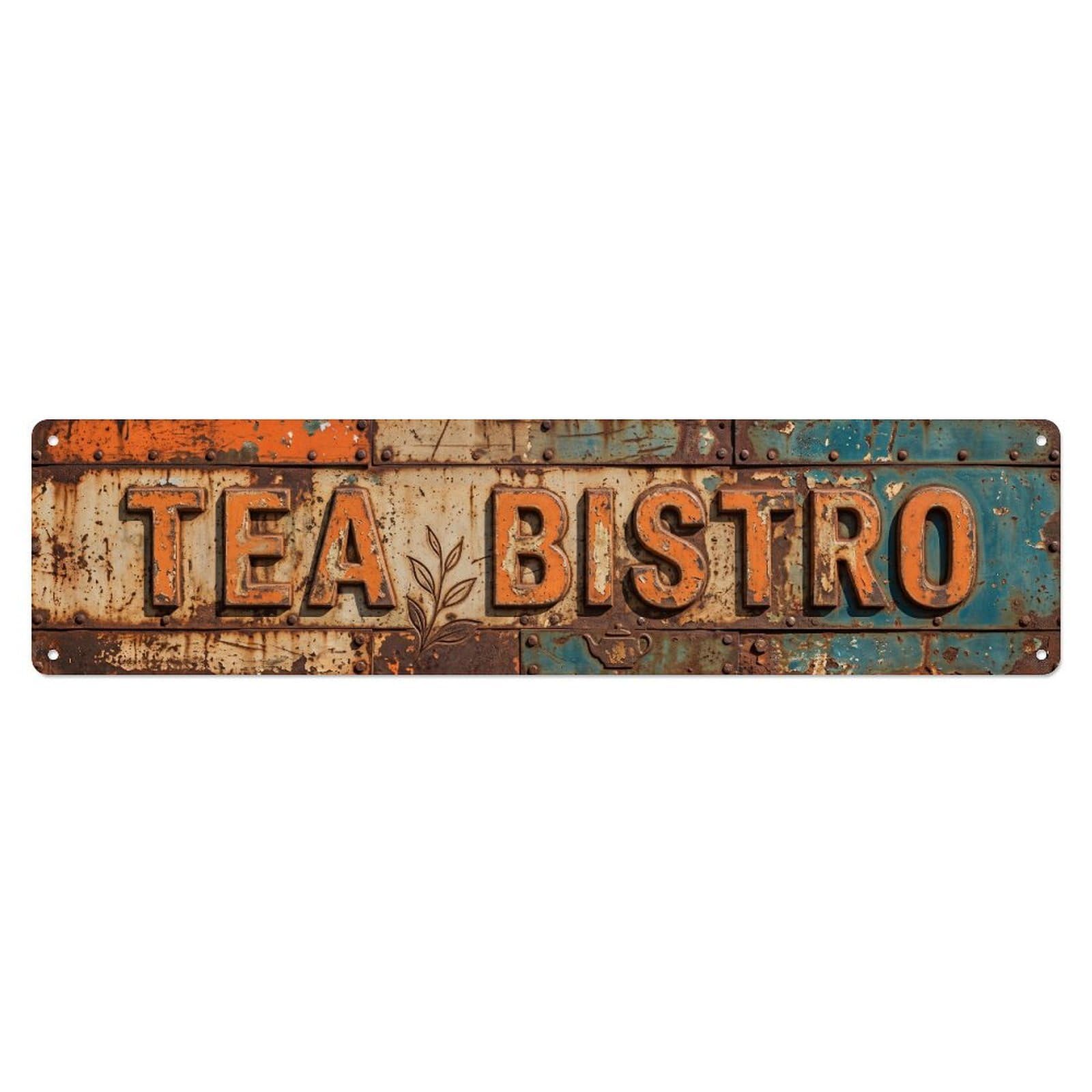 Tea Bistro Rustic Home Metal Tin Skinny Sign Plaque Wall Decor for Cafe, Club Bar, Office, Home Garden Metal Poster 4x16Inch