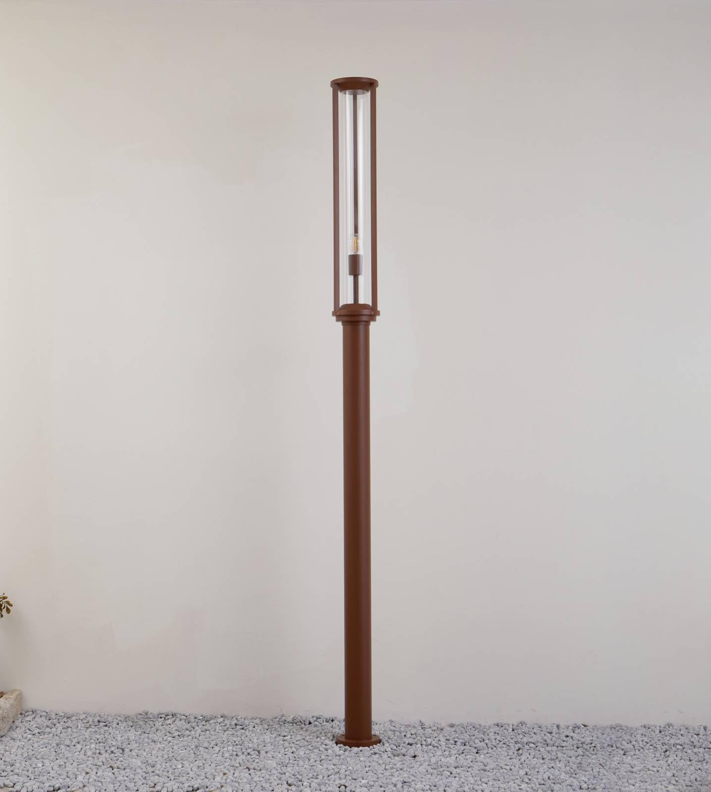 Lucande Lampadaire extérieur Alivaro à intensité variable (Moderne) en Marron Aluminium (1 lampe,à E27), Candélabre luminaire d’extérieur