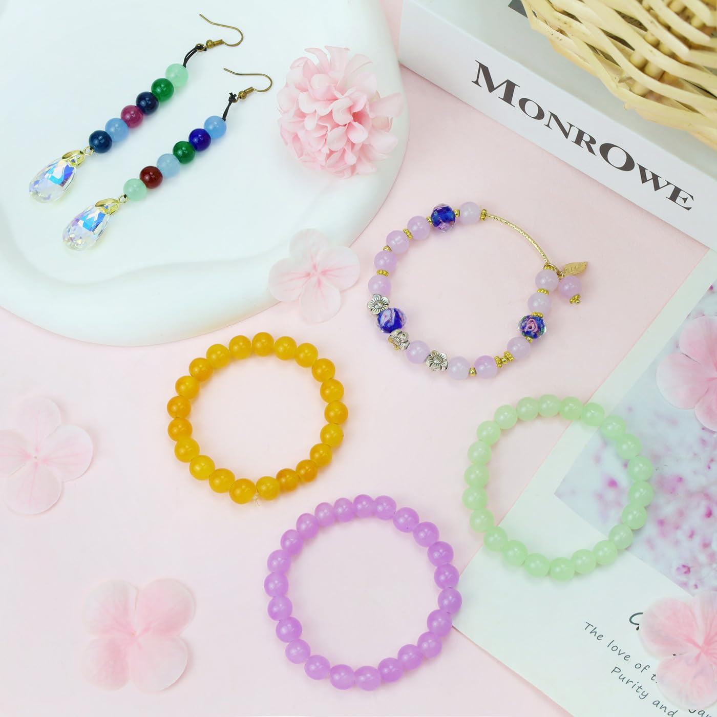 500 Glass Beads for Bracelets - Crafting Supplies -4