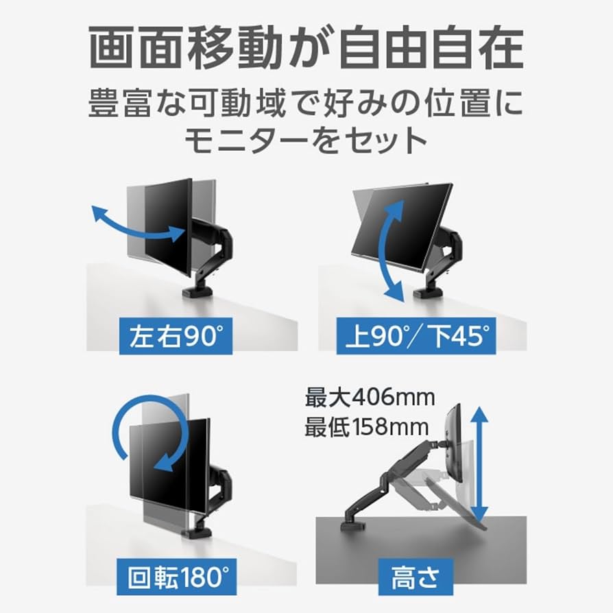 Amazon.co.jp: グリーンハウス モニターアーム 17-32インチ対応 耐荷重