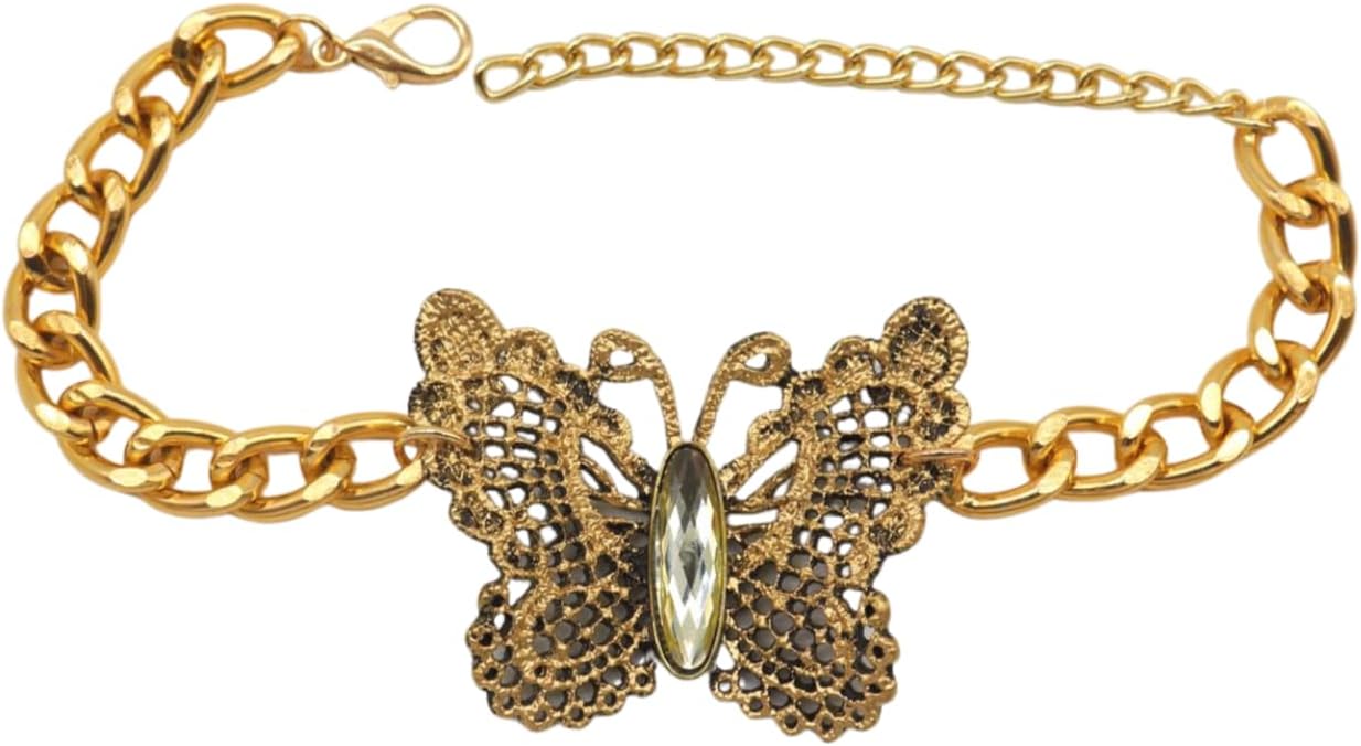 Women Western Fashion Gold Metal Boot Chain Bracelet Shoe Anklet Rustic Butterfly Charm PAIR BC120