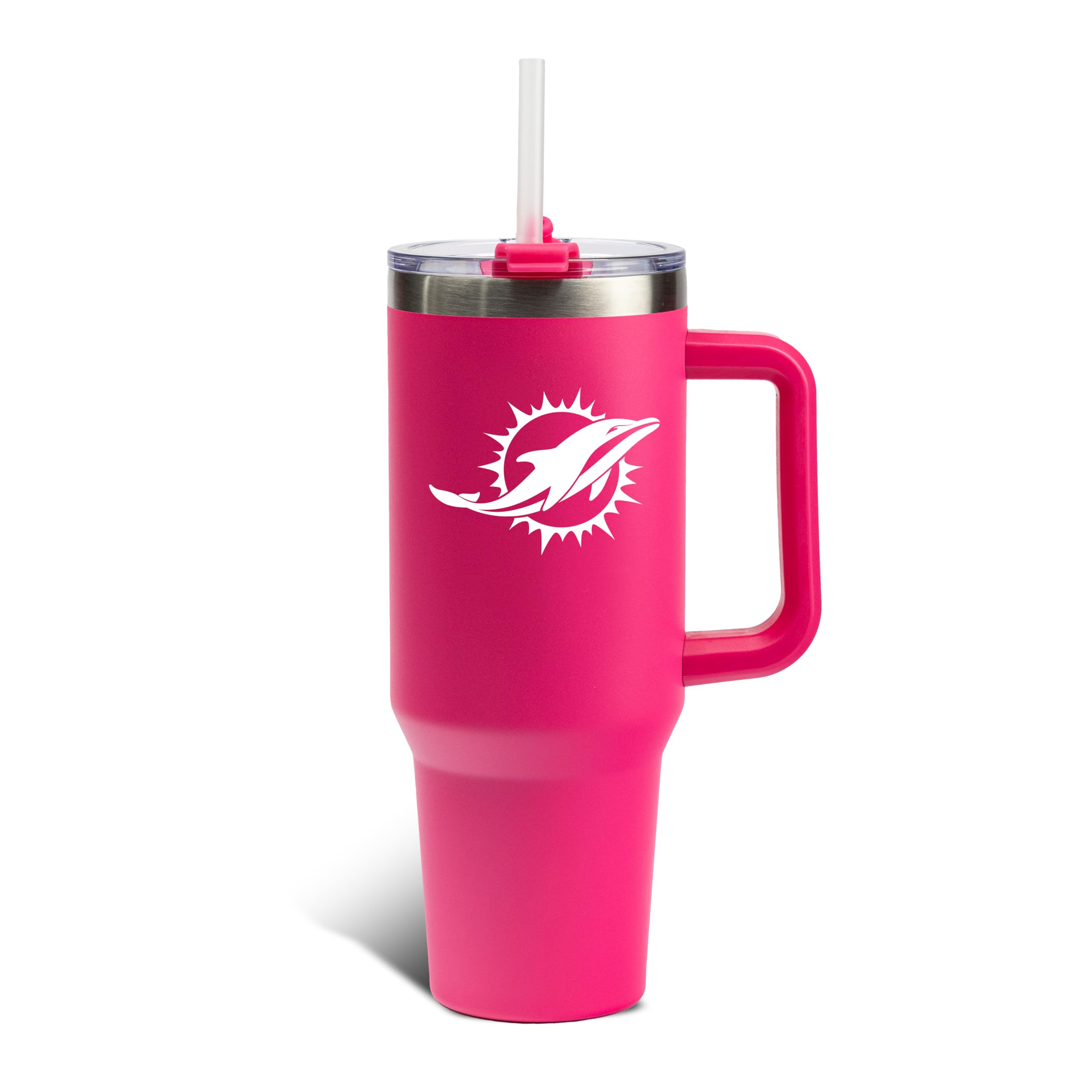 The Memory Company Officially Licensed NFL - Miami Dolphins 40oz Pink Game Day Tumbler with Team Logo