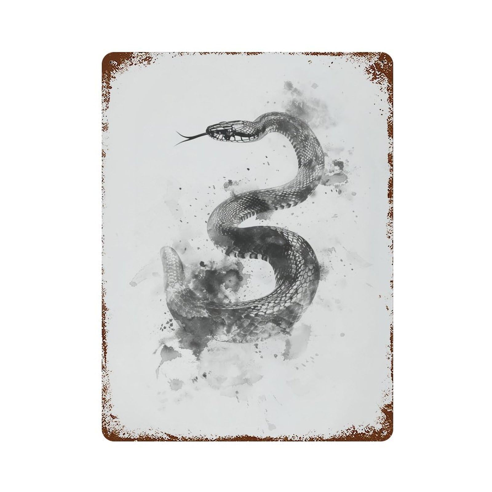 Vintage Rust Metal Sign with Coral Snake Watercolor Design 15.7"x11.8", for Shed, Workshop And Garage Wall Decor, Classic Wall Plaque