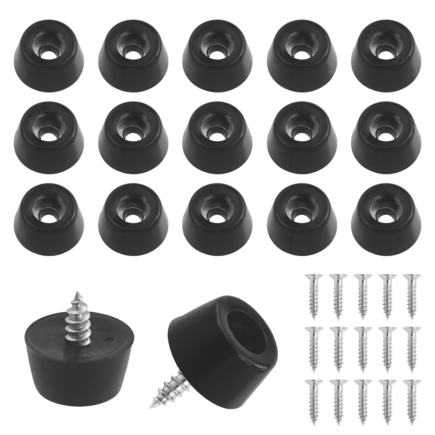 30PCS Rubber Cutting Board Feet, 0.59" W x 0.31" H Round Black Non-Slip Rubber Bumper Feet for Furniture, Electronics, Appliances