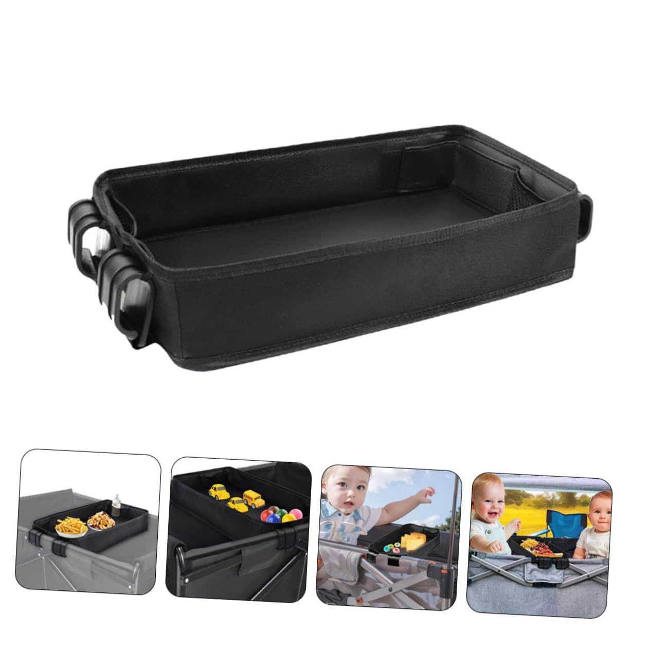 SHOWERORO Vassoio Per Snack Per Passeggino Attacco Per Telefono Portabicchieri Accessorio Per Organizer Per Vassoio Snack Per Passeggino Nero Xl