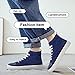 Xraehni Women's Men’s Fashion Sneakers High Top Lace Up Shoes for Women Men Breathable Flying Woven Mesh Sneakers Casual Outdoor Sport Running Walking Shoes Navy Blue