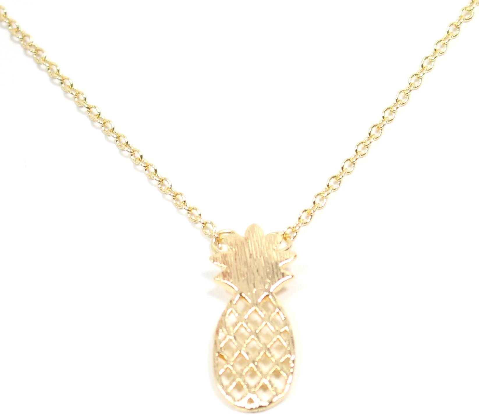 Pineapple Girls Pendant Necklace, Gold-plated Beach Bikini Fashion Jewelry