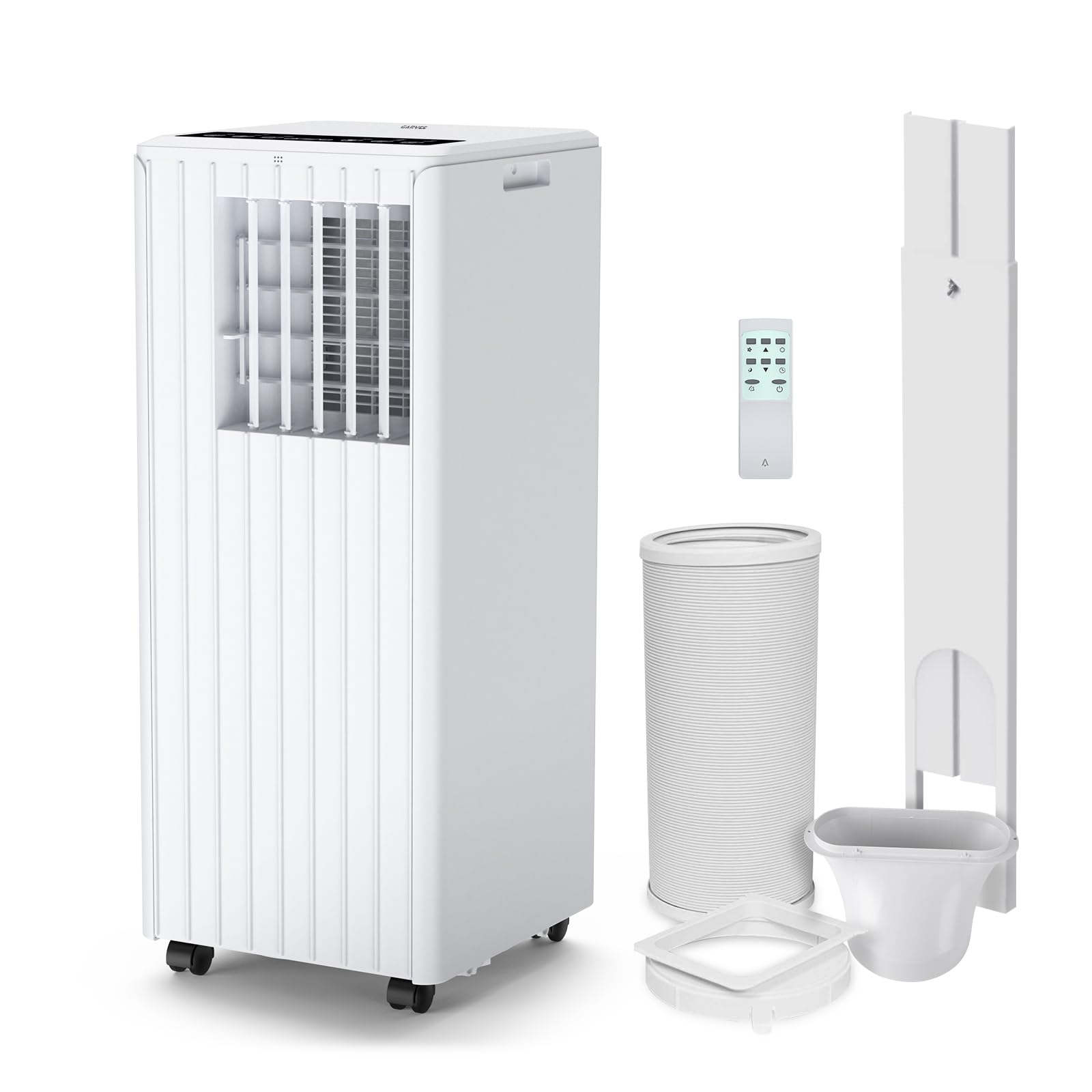 Garvee Aire Acondicionado Portátil 9000 BTU 3 en 1, Climatizador Refrigeración Ventilador Deshumidificador 35L/día, Bajo Consumo Modo Sueño Temporizador 24H, Mando a Distancia y Kit Ventana, Blanco