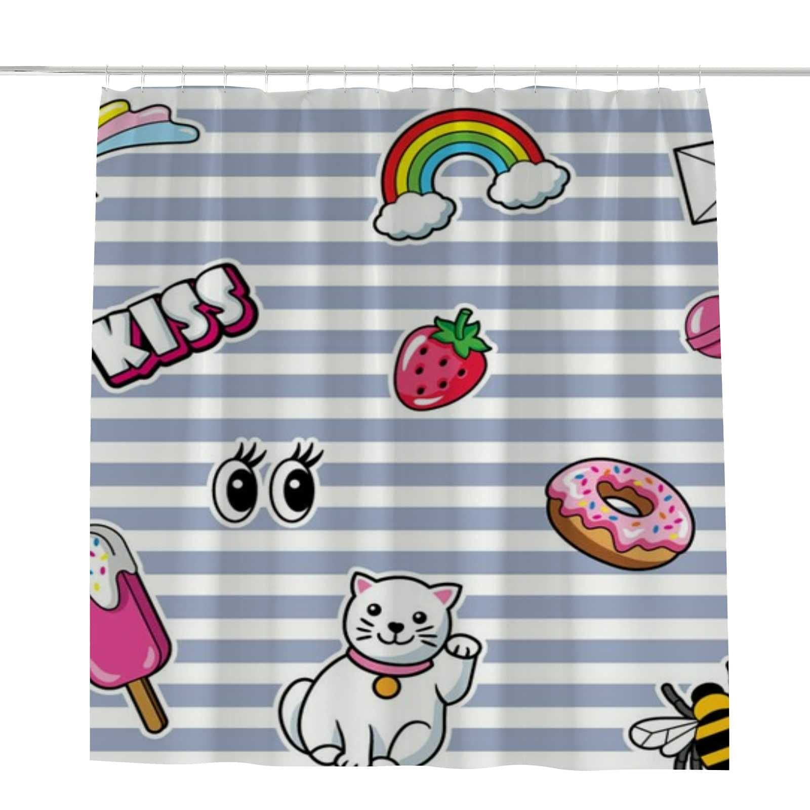Rideau de douche 183x183 cm polyester anti-moisissure style années 80-90