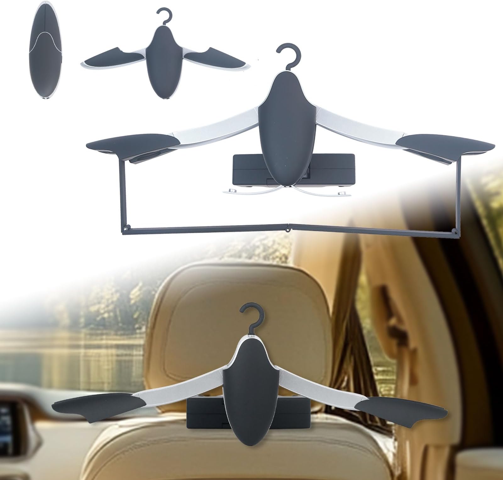 Car Seat Headrest Hanger - Ideal for Hanging Coat, Suit, Jacket, Shirt and Other Clothes - Car Clothes Organizer with Hanger Bar for Car and Truck