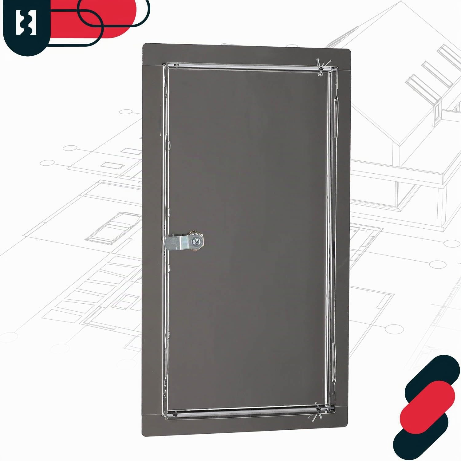 KOTARBAU® Puerta de inspección, 40 x 60 cm, Acero Inoxidable, Panel de Acceso, Compuerta de fácil Acceso, Puerta de revisión, Trampilla para Pared o Techo, Plateada, Cerradura con Llave