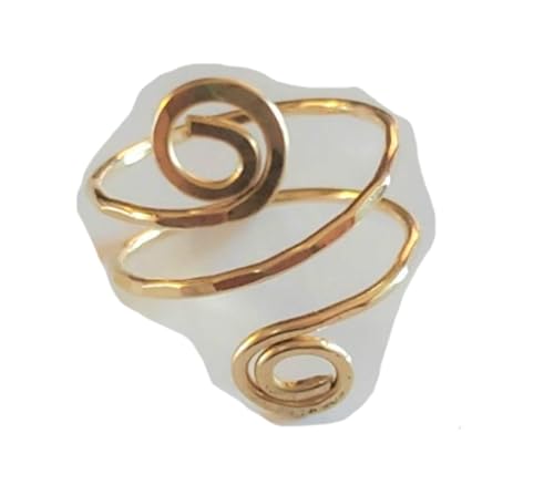 Miniatura 2 de Gold Thumb Ring California Toe Rings 14k Gold Filled Double Swirl Wire Wrap Faceted Adjustable Finger
