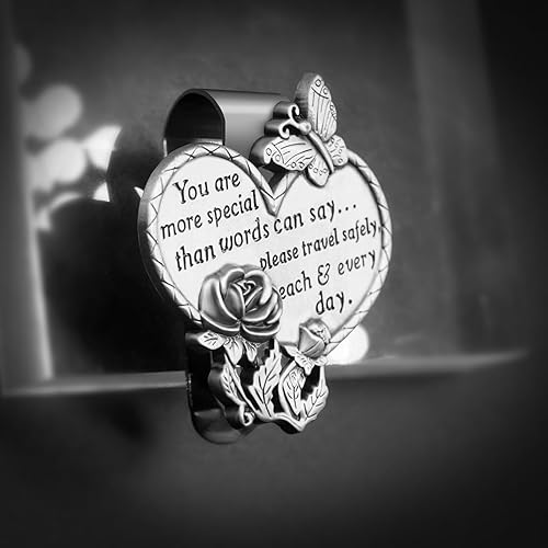 Miniatura 2 de Medalla para visera de automóvil en forma de corazón, accesorios de clip de visera para bendecir la conducción, oración de seguridad, regalo