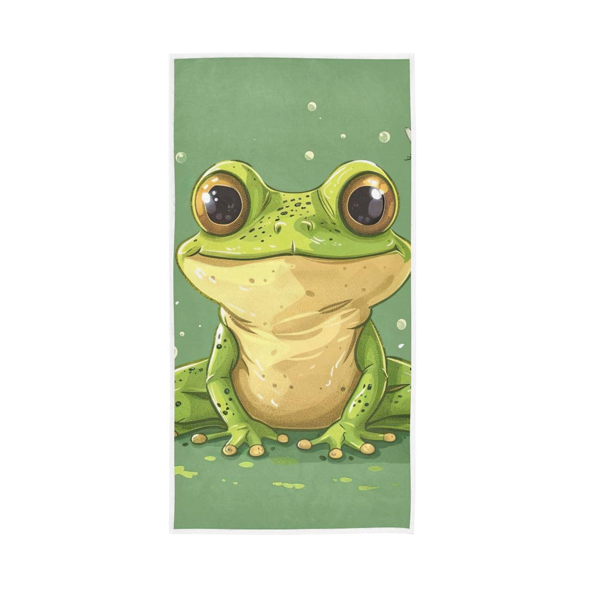 HUYGD Cute Frog Green Hand Towel, Multipurpose Absorbent Towels for Bathroom, Gym, Hotel, Spa 15 x 30 Inches