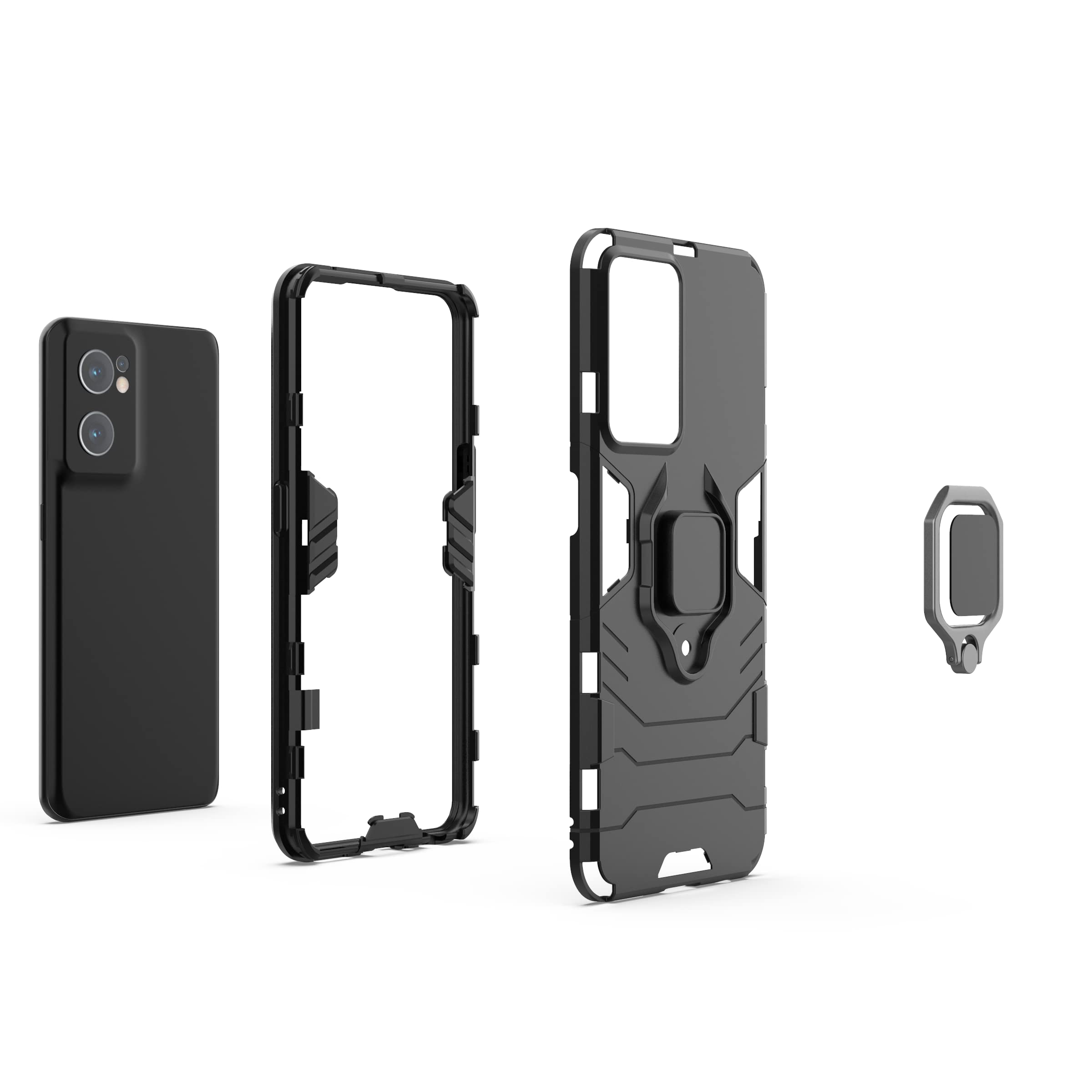 GOKEN Custodia Armor Per Vivo Y35 4G – TPU E PC Con Cavalletto Integrato, Nero