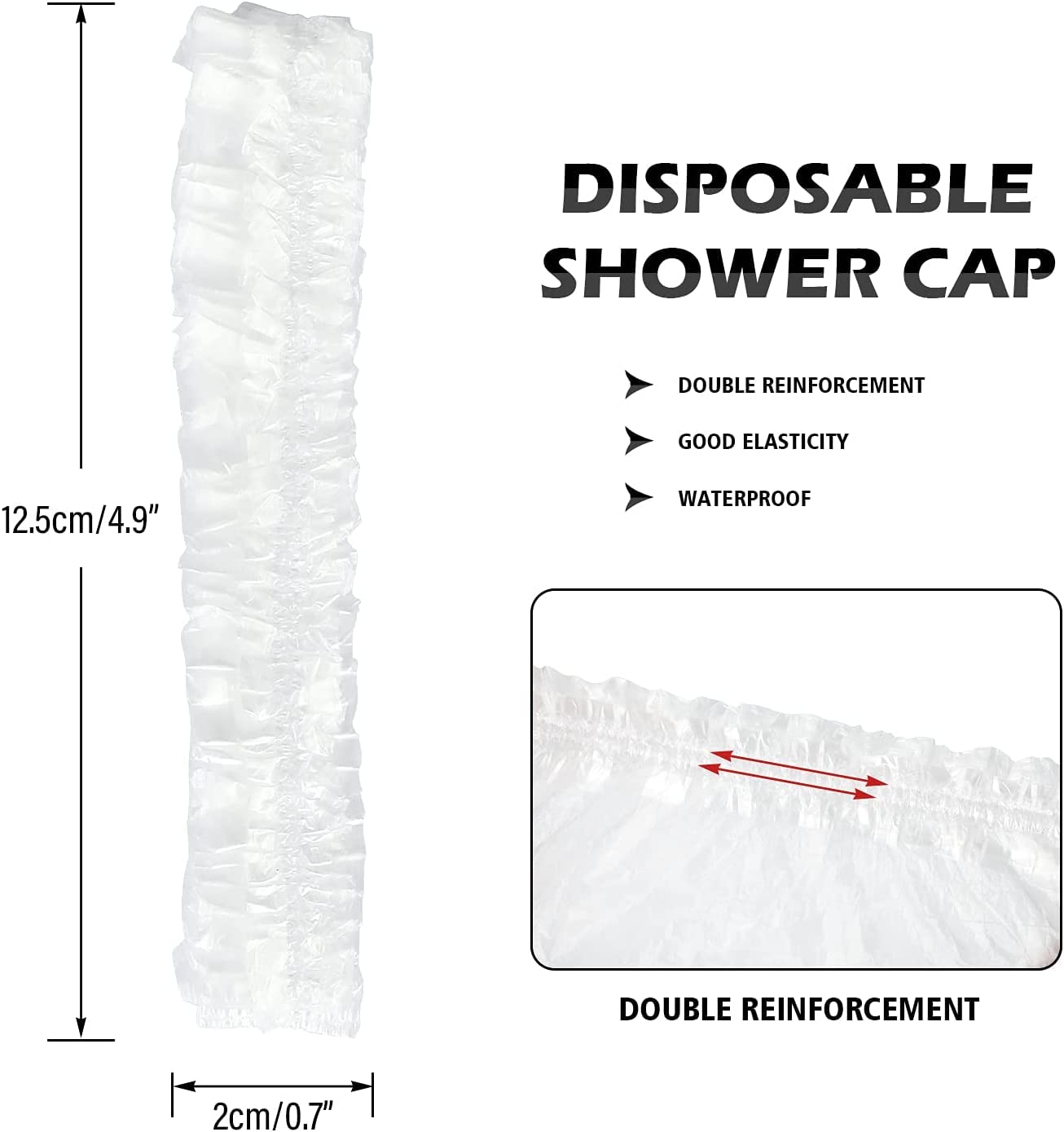 G2PLUS Disposable Shower Caps Individually Wrapped, 44CM Plastic Hair Caps - Image 2